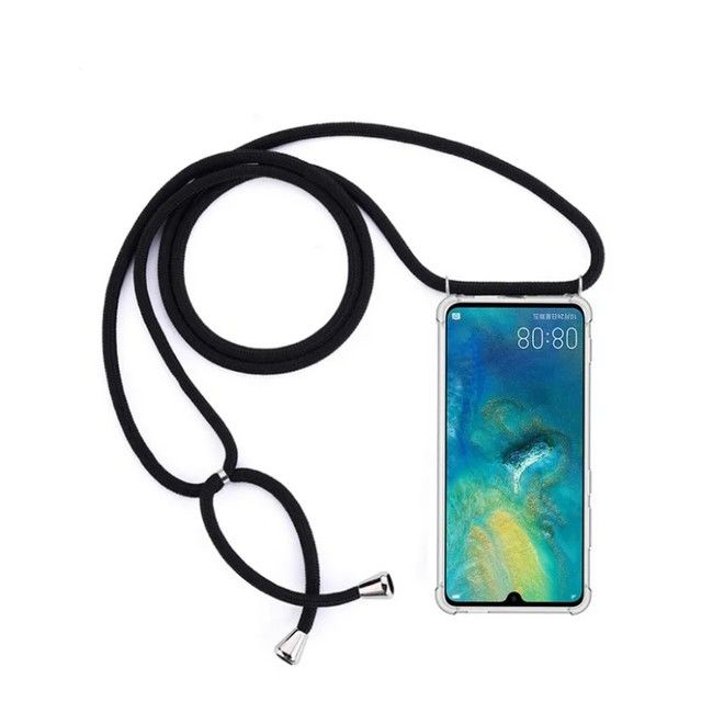 MU Style - Huawei Mate 20 Handykette - Necklace TPU Hülle zum Umhängen - Original Series - transparent/schwarz