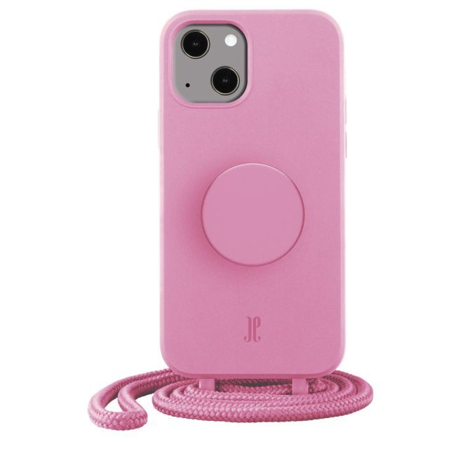 Just Elegance - Étui collier pour iPhone 13 - Chaîne détachable et PopSockets inclus - Rose
