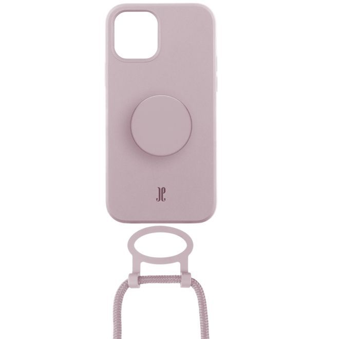 Just Elegance - Étui collier pour iPhone 13 - Chaîne détachable et PopSockets inclus - Rose poudré