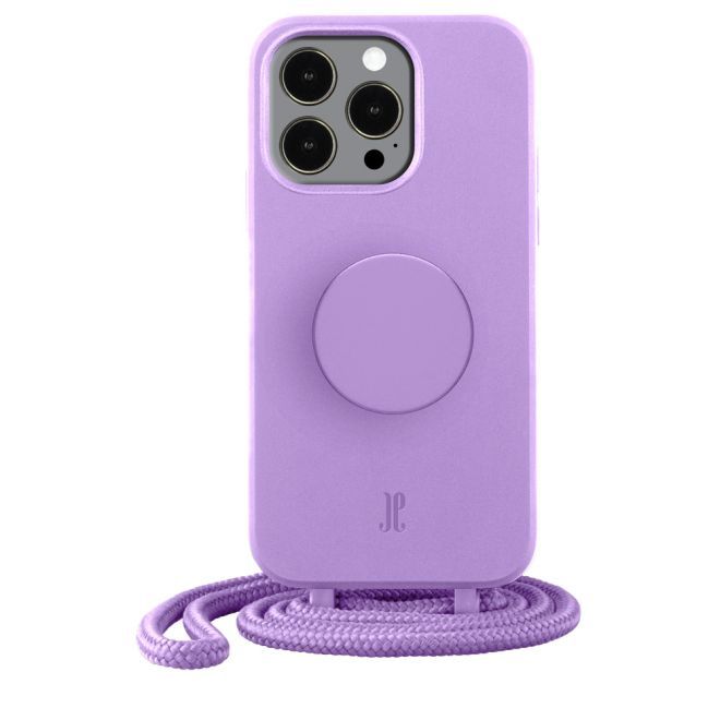 Just Elegance - Étui collier pour iPhone 13 Pro - Chaîne de téléphone détachable et PopSockets - Lavande