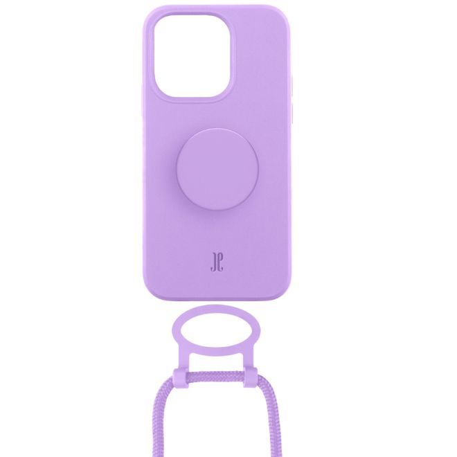 Just Elegance - Étui collier pour iPhone 13 Pro - Chaîne de téléphone détachable et PopSockets - Lavande