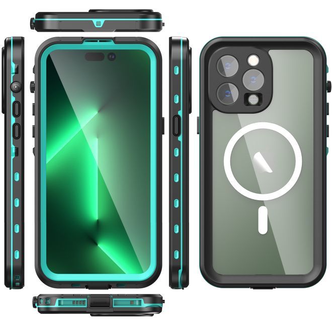iPhone 14 Pro Max - Coque extérieure à 360° - Protection tous temps (étanche et antichoc) - MagSafe - Bleu
