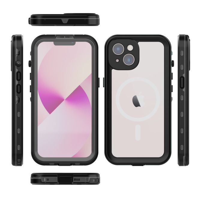 iPhone 14 - Coque extérieure à 360° - Protection tous temps (étanche et antichoc) - MagSafe - Noir
