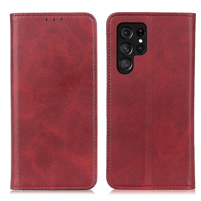 Samsung Galaxy S23 Ultra Handy Hülle - Classic V Leder Bookcover Series - rot