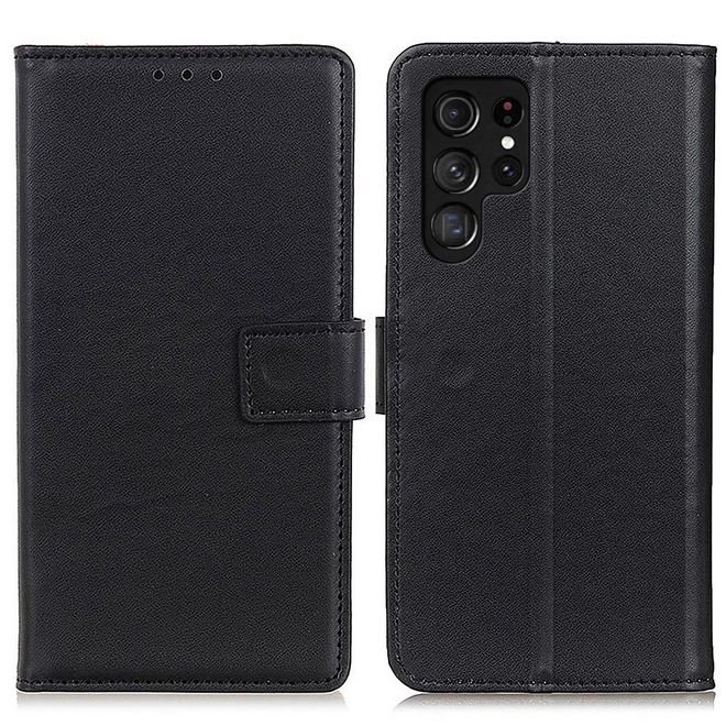 Samsung Galaxy S23 Ultra Handy Hülle - Classic II Leder Bookcover Series - schwarz