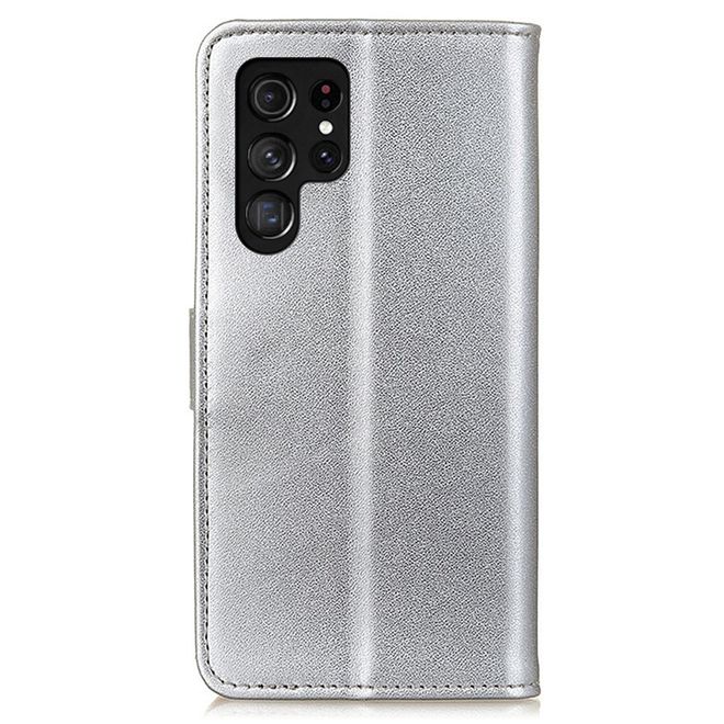 Samsung Galaxy S23 Ultra Handy Hülle - Classic II Leder Bookcover Series - silber