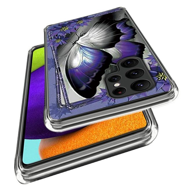 Samsung Galaxy S23 Ultra Handyhülle - Softcase Image TPU Series - purpurne Schmetterlinge