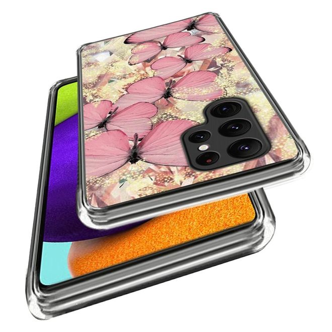 Samsung Galaxy S23 Ultra Handyhülle - Softcase Image TPU Series - pinke Schmetterlinge