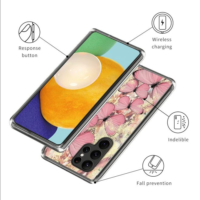 Samsung Galaxy S23 Ultra Handyhülle - Softcase Image TPU Series - pinke Schmetterlinge