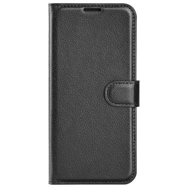 Samsung Galaxy S23 Ultra Handy Hülle - Litchi Leder Bookcover Series - schwarz