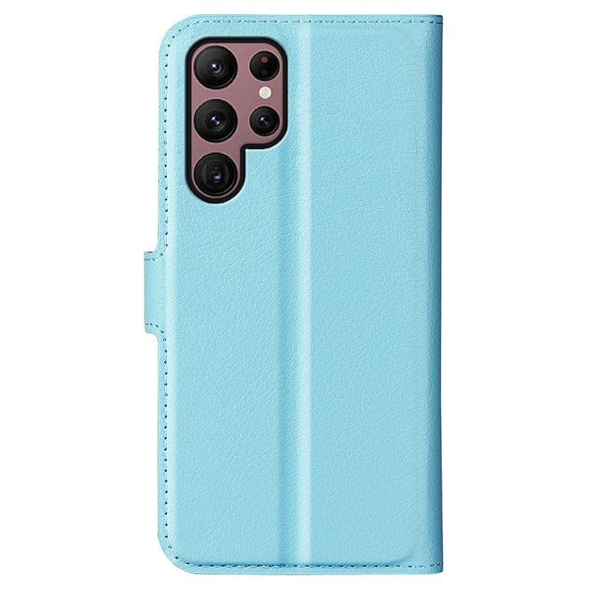 Samsung Galaxy S23 Ultra Handy Hülle - Litchi Leder Bookcover Series - blau