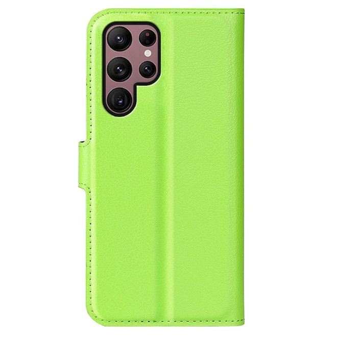 Samsung Galaxy S23 Ultra Handy Hülle - Litchi Leder Bookcover Series - grün