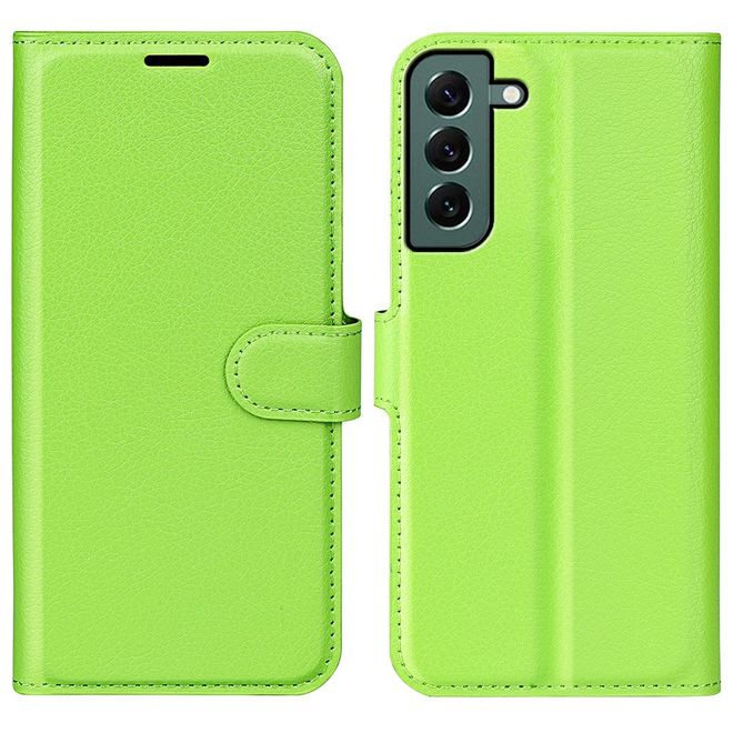 Samsung Galaxy S23+ Handy Hülle - Litchi Leder Bookcover Series - grün