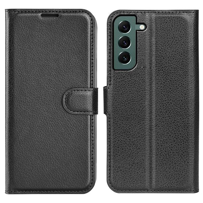 Samsung Galaxy S23+ Handy Hülle - Litchi Leder Bookcover Series - schwarz