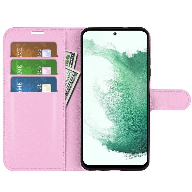 Samsung Galaxy S23+ Handy Hülle - Litchi Leder Bookcover Series - pink