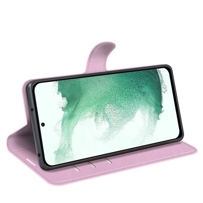 Samsung Galaxy S23+ Handy Hülle - Litchi Leder Bookcover Series - pink
