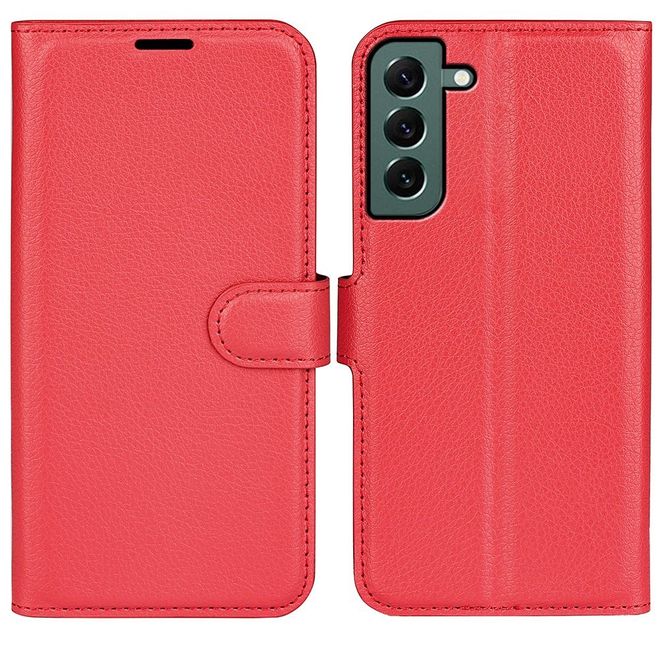 Samsung Galaxy S23+ Handy Hülle - Litchi Leder Bookcover Series - rot