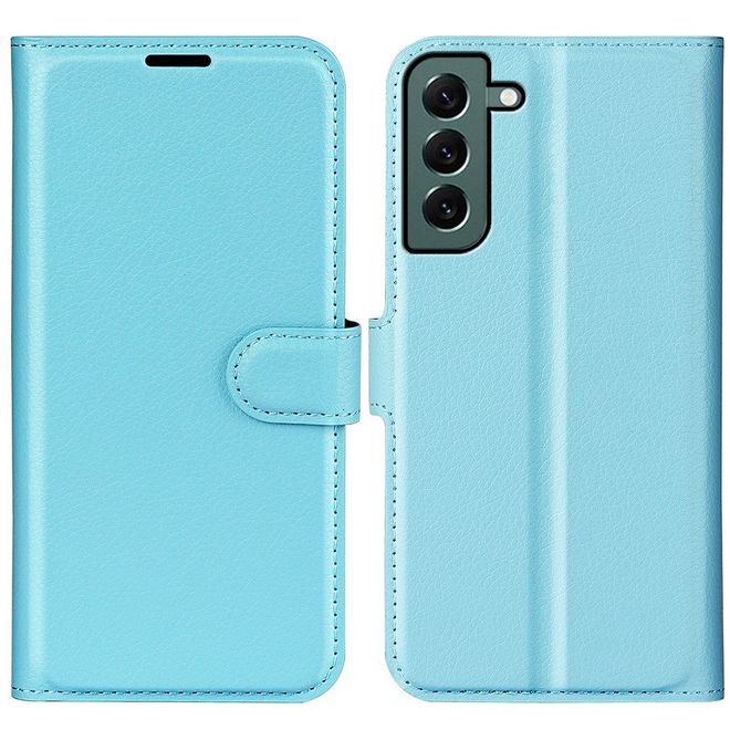 Samsung Galaxy S23+ Handy Hülle - Litchi Leder Bookcover Series - blau