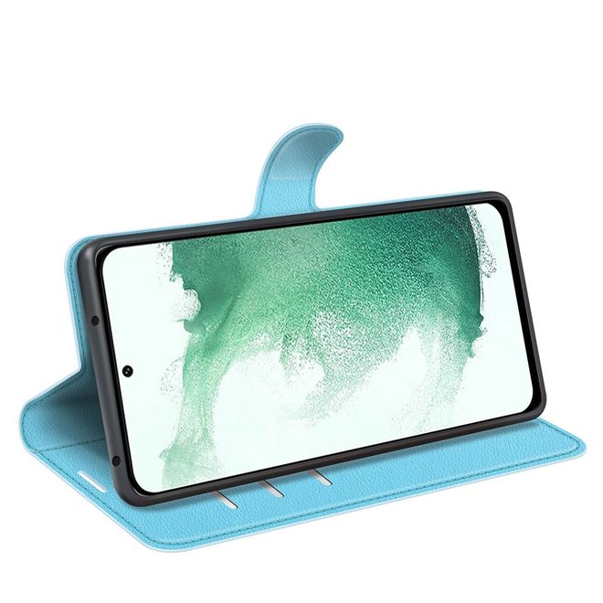 Samsung Galaxy S23+ Handy Hülle - Litchi Leder Bookcover Series - blau