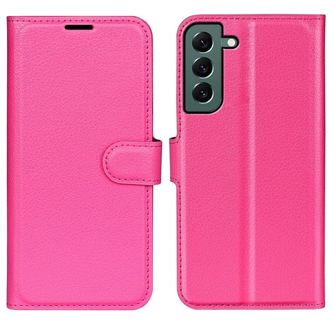Samsung Galaxy S23+ Handy Hülle - Litchi Leder Bookcover Series - rosa