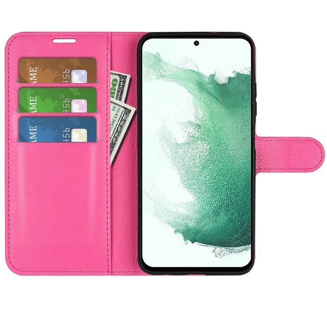 Samsung Galaxy S23+ Handy Hülle - Litchi Leder Bookcover Series - rosa