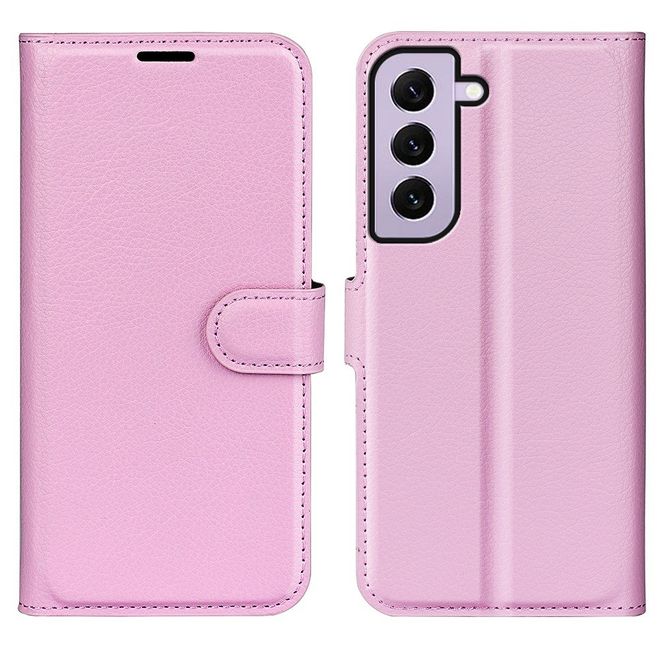 Samsung Galaxy S23 Handy Hülle - Litchi Leder Bookcover Series - pink