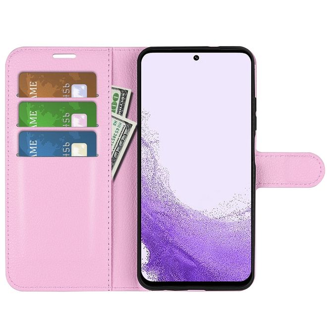 Samsung Galaxy S23 Handy Hülle - Litchi Leder Bookcover Series - pink