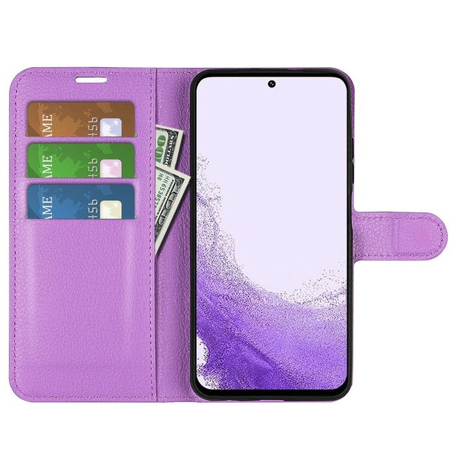 Samsung Galaxy S23 Handy Hülle - Litchi Leder Bookcover Series - purpur