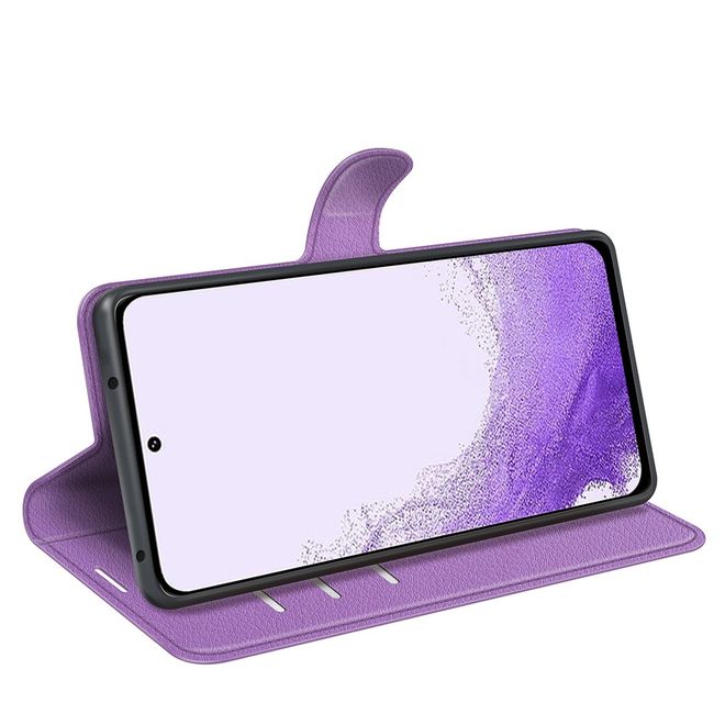 Samsung Galaxy S23 Handy Hülle - Litchi Leder Bookcover Series - purpur