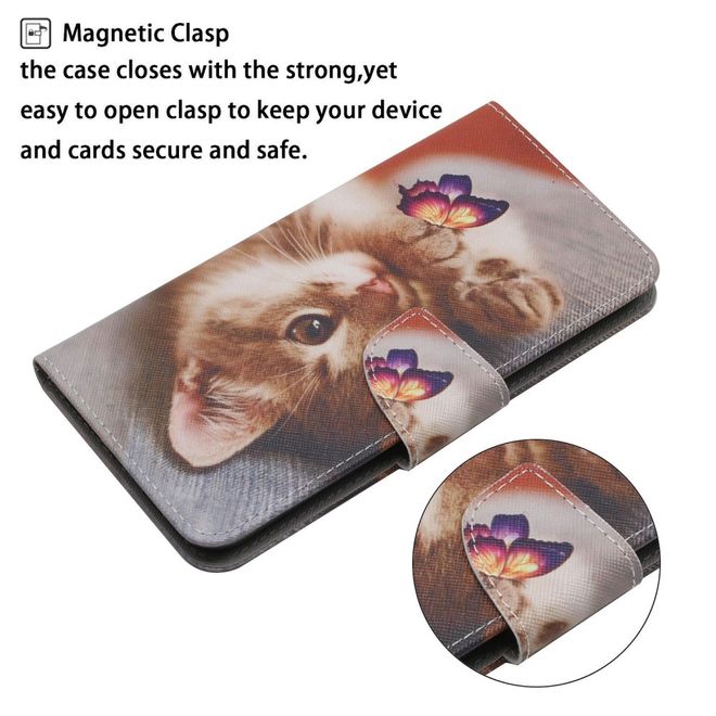 Samsung Galaxy S23+ Handy Hülle - Leder Bookcover Image Series - Katze und Schmetterling