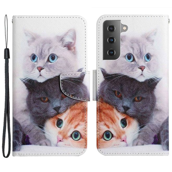 Samsung Galaxy S23+ Handy Hülle - Leder Bookcover Image Series - drei Katzen