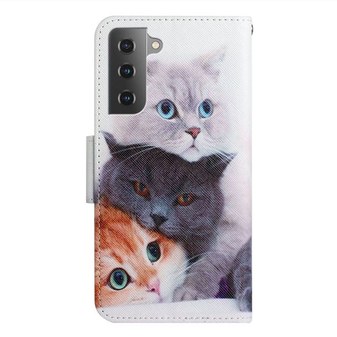 Samsung Galaxy S23+ Handy Hülle - Leder Bookcover Image Series - drei Katzen