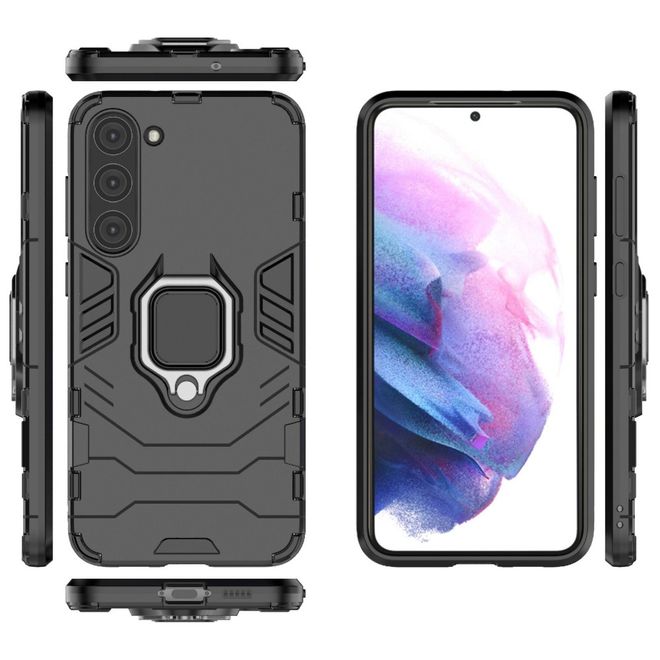 Samsung Galaxy S23 Handy Hülle - Robustes Hardcase mit Kickstand - schwarz
