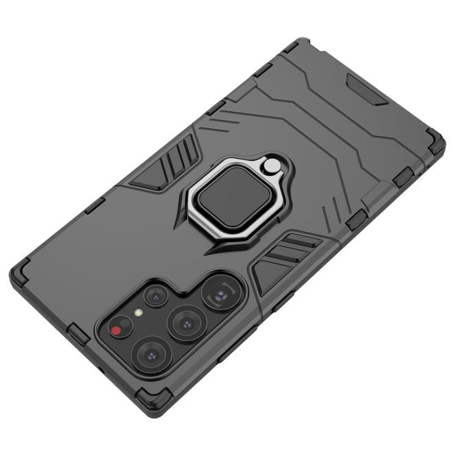 Samsung Galaxy S23 Ultra Handy Hülle - Robustes Hardcase mit Kickstand - schwarz