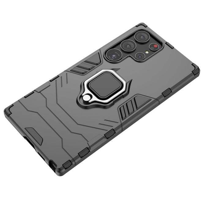 Samsung Galaxy S23 Ultra Handy Hülle - Robustes Hardcase mit Kickstand - schwarz