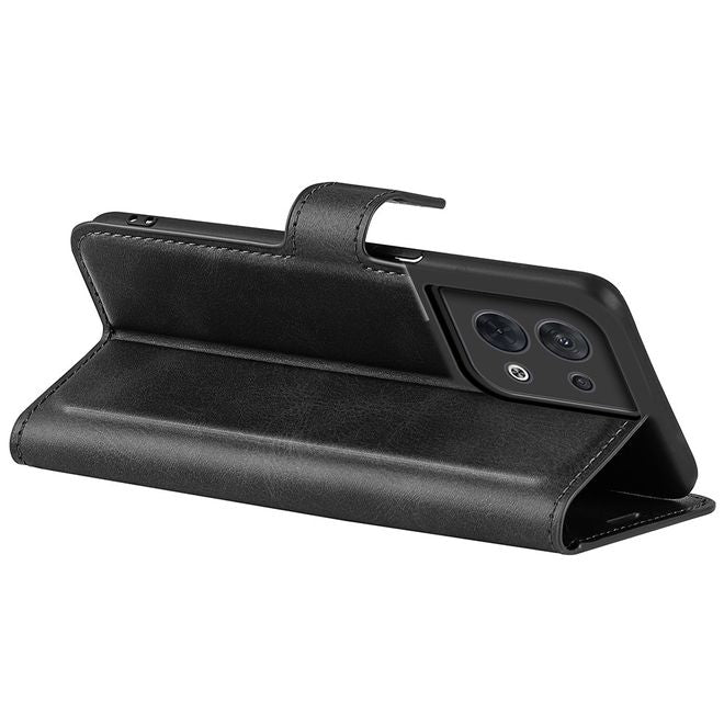 Oppo Reno8 5G Handy Hülle - Classic II Leder Bookcover Series - schwarz