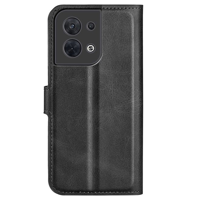 Oppo Reno8 5G Handy Hülle - Classic II Leder Bookcover Series - schwarz