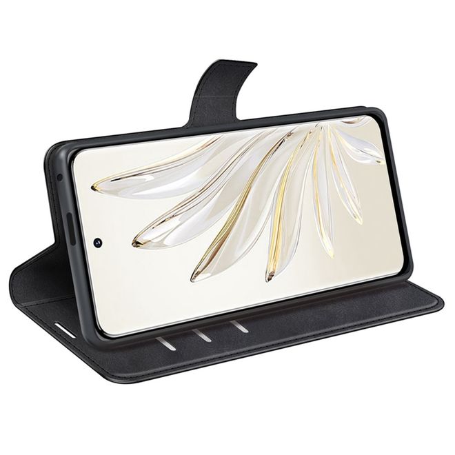 Honor 70 Pro 5G Handy Hülle - Classic II Leder Bookcover Series - schwarz