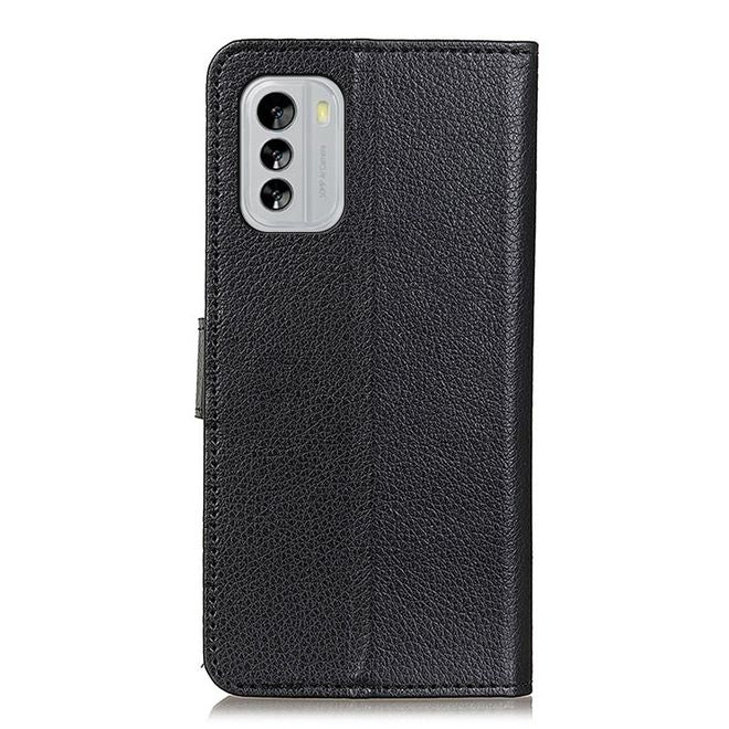 Nokia G60 5G Handy Hülle - Litchi Leder Bookcover Series - schwarz