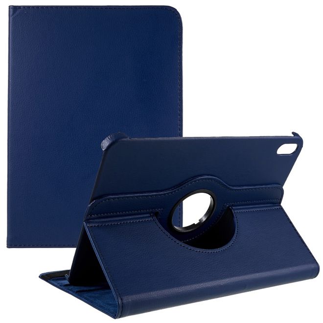 iPad 2025 (11. Gen) / iPad 2022 (10. Gen) Hülle - 360° rotierbares Case aus Leder - dunkelblau