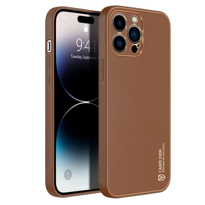 Dux Ducis - iPhone 14 Pro Hülle - Edles Hardcase - Yolo Series - braun
