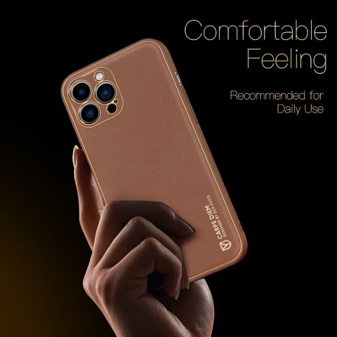 Dux Ducis - iPhone 14 Pro Hülle - Edles Hardcase - Yolo Series - braun