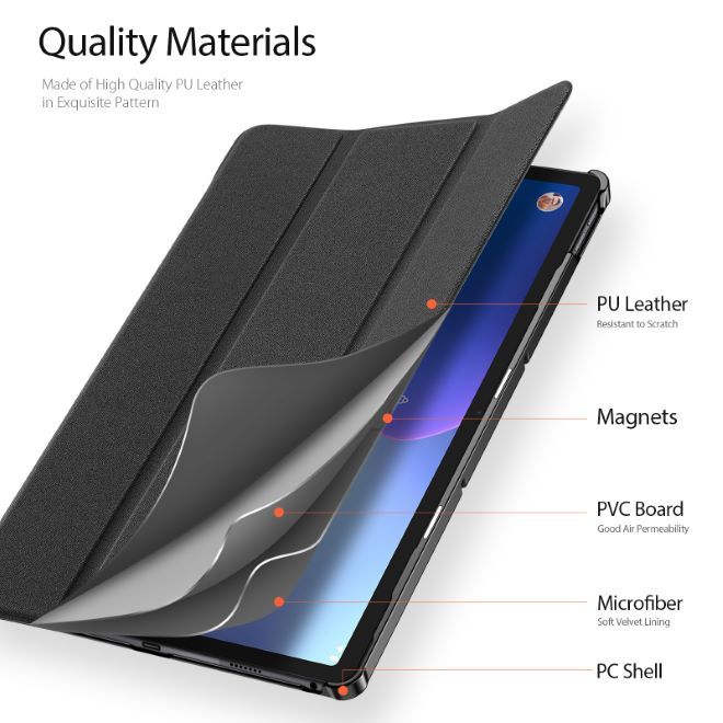 Dux Ducis - Lenovo Tab P11 Gen 2 Hülle - Leder Smart Flip Case - Domo Series - schwarz