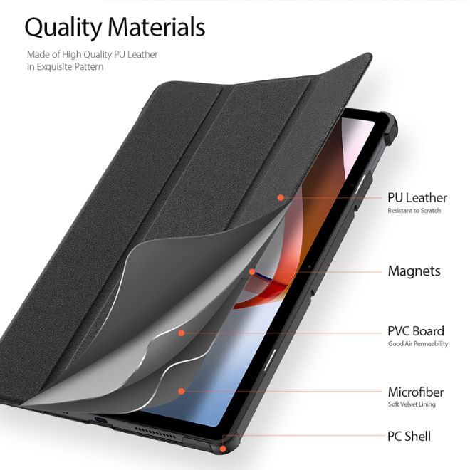Dux Ducis - Xiaomi Redmi Pad Hülle - Leder Smart Flip Case - Domo Series - schwarz