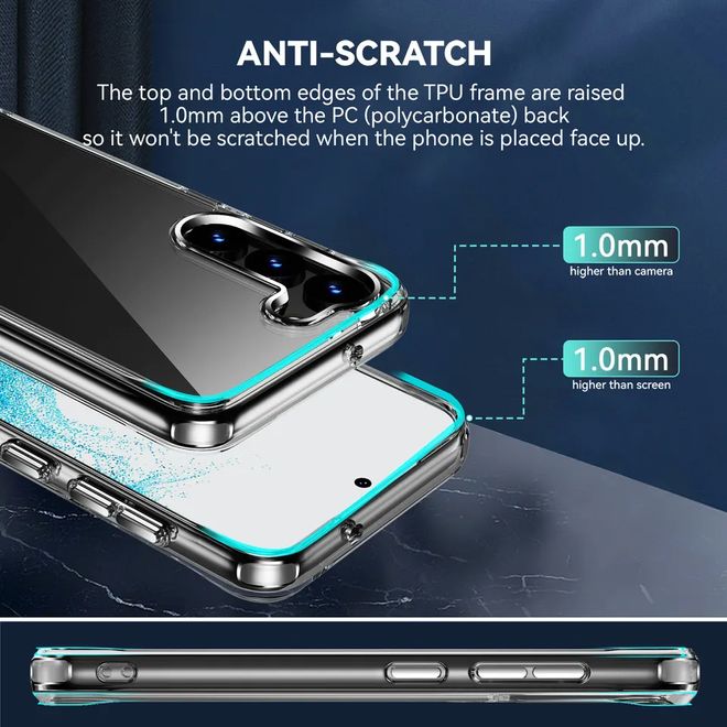 Samsung Galaxy S23 Hülle (PC / TPU Case) - Polycarbonat Rückseite + TPU Ränder - transparent