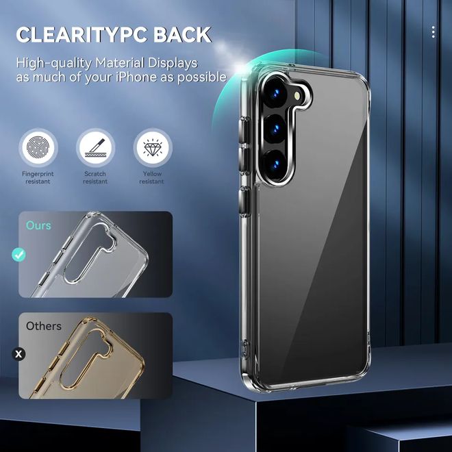 Samsung Galaxy S23 Hülle (PC / TPU Case) - Polycarbonat Rückseite + TPU Ränder - transparent