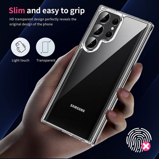 Samsung Galaxy S23 Ultra Hülle (PC / TPU Case) - Polycarbonat Rückseite + TPU Ränder - transparent