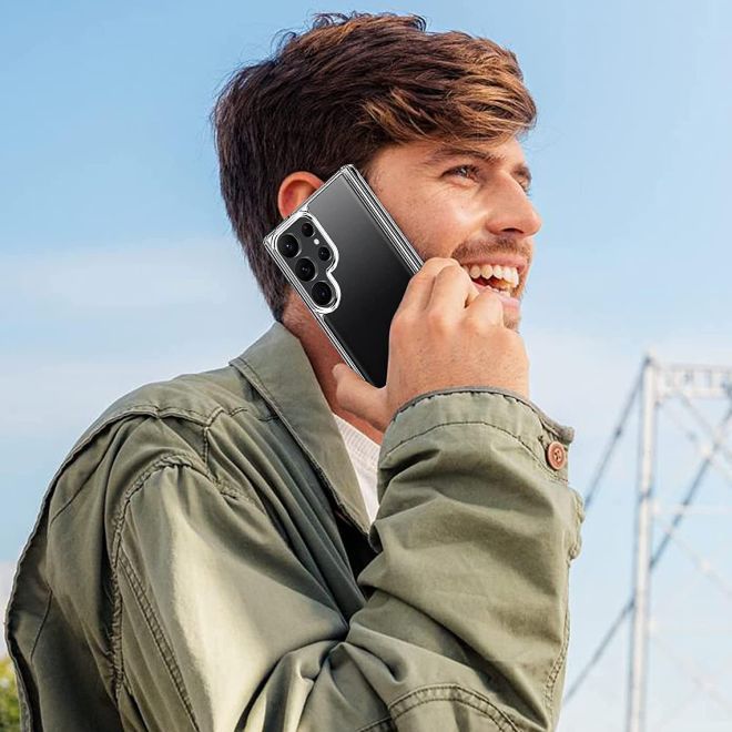 Samsung Galaxy S23 Ultra Hülle (PC / TPU Case) - Polycarbonat Rückseite + TPU Ränder - transparent