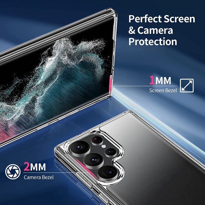 Samsung Galaxy S23 Ultra Hülle (PC / TPU Case) - Polycarbonat Rückseite + TPU Ränder - transparent