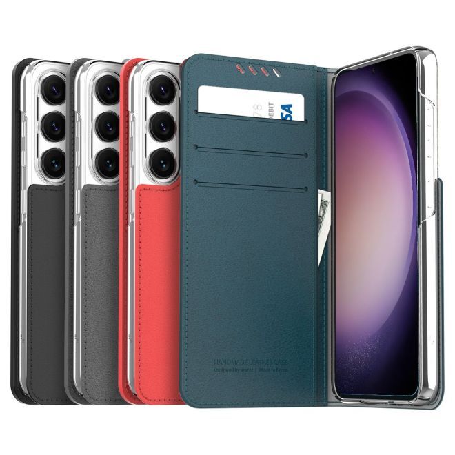 Araree - Samsung Galaxy S23+ Hülle - Case aus Kunstleder - Mustang Diary Series - Made in Korea - grau